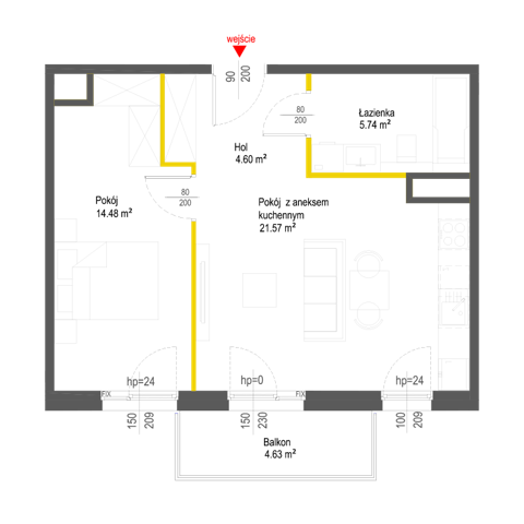 Plan 2 pok. 46m²