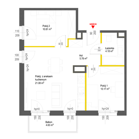 Plan 3 pok. 52m²