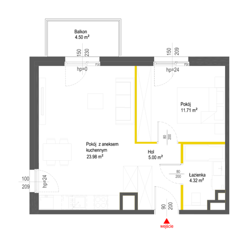 Plan 2 pok. 45m²
