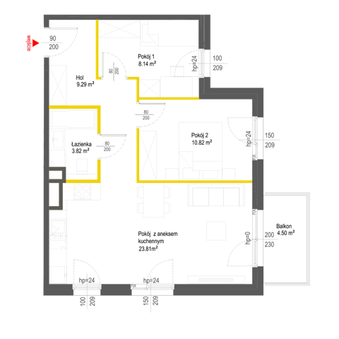 Plan 3 pok. 56m²