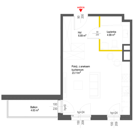 Plan 1 pok. 35m²