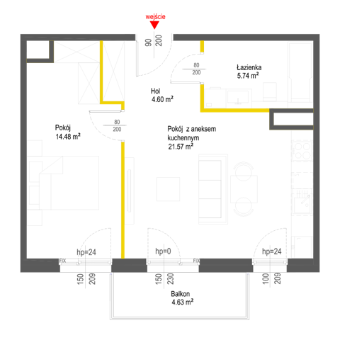 Plan 2 pok. 46m²