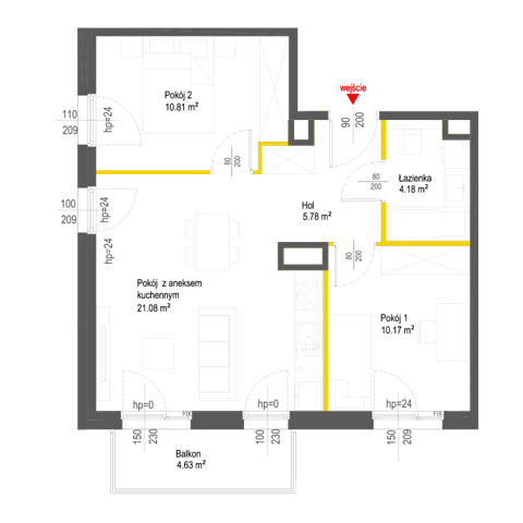 Plan 3 pok. 52m²