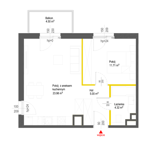 Plan 2 pok. 45m²