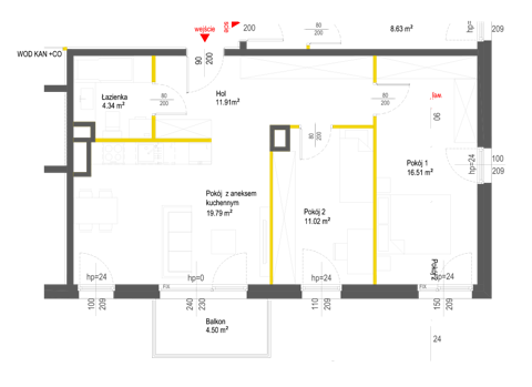 Plan 3 pok. 64m²