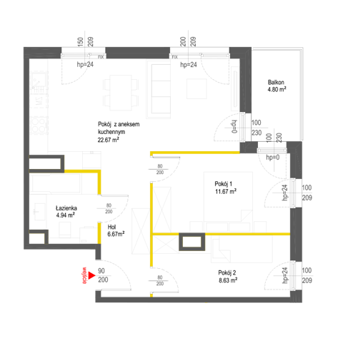 Plan 3 pok. 55m²