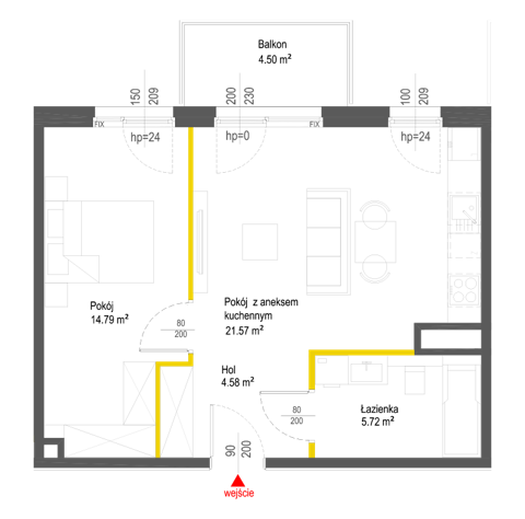 Plan 2 pok. 47m²