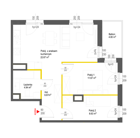 Plan 3 pok. 55m²