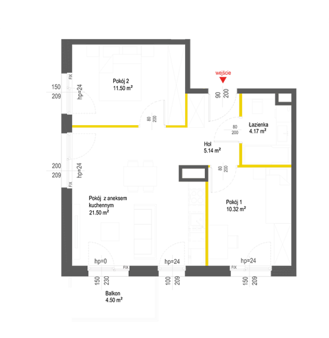 Plan 3 pok. 53m²