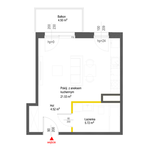Plan 1 pok. 32m²