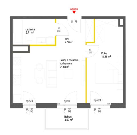 Plan 2 pok. 47m²