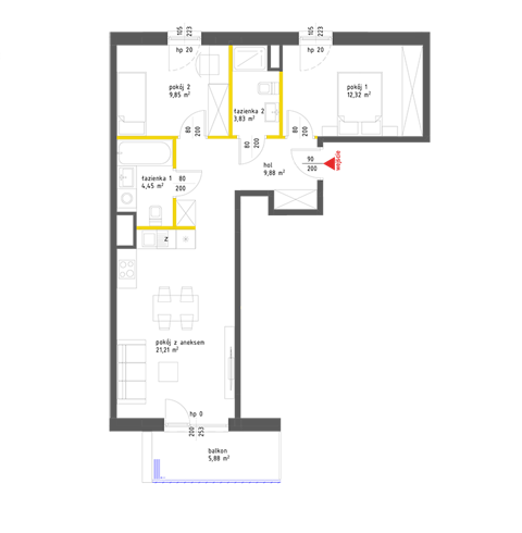 Plan 3 pok. 62m²