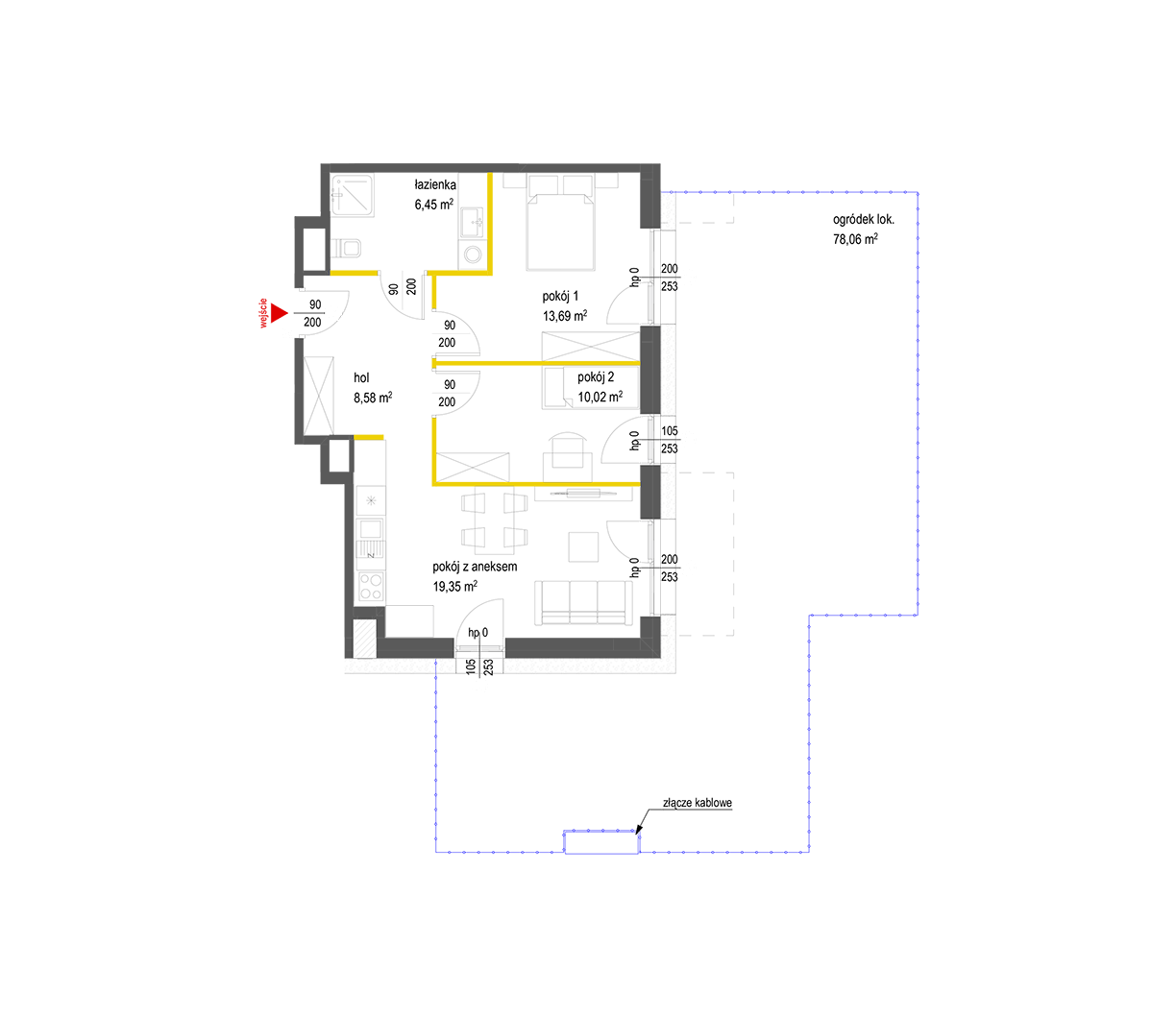Plan 3 pok. 58m²