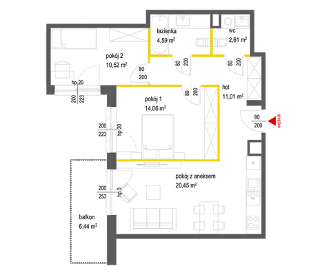 Plan 3 pok. 63m²