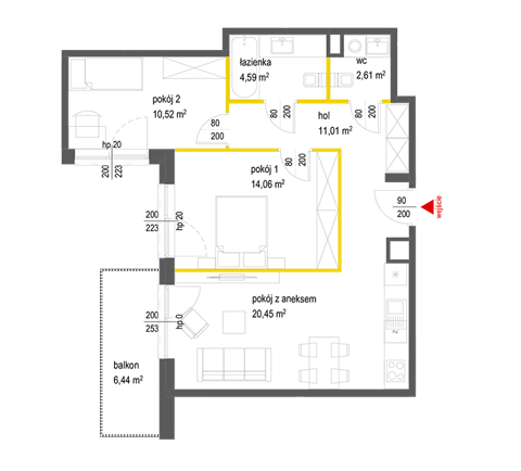 Plan 3 pok. 63m²