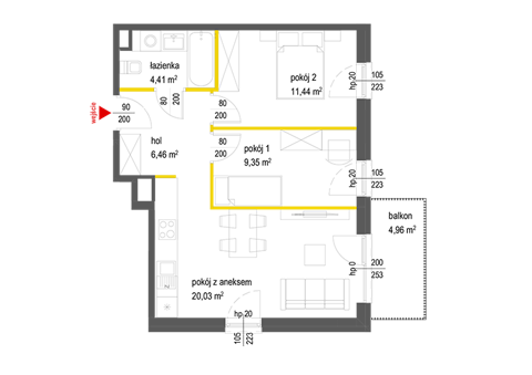 Plan 3 pok. 52m²