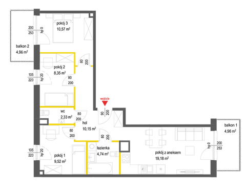 Plan 4 pok. 65m²