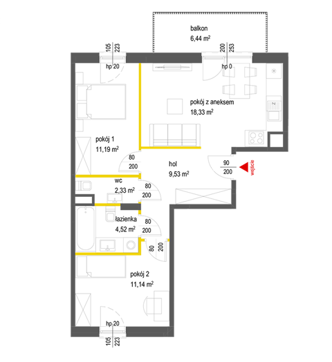 Plan 3 pok. 57m²
