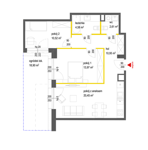 Plan 3 pok. 63m²