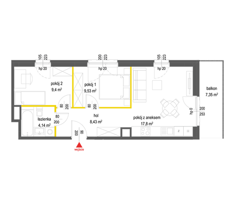 Plan 3 pok. 49m²