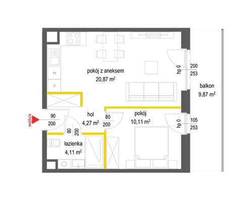 Plan 2 pok. 39m²
