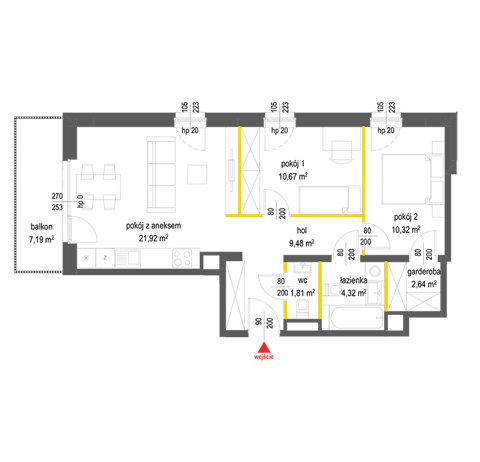 Plan 3 pok. 61m²