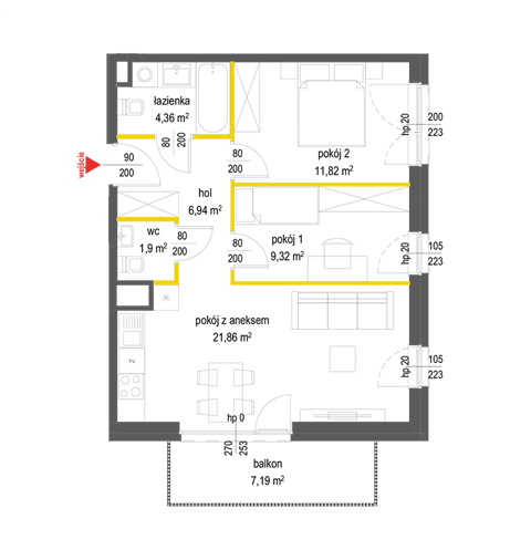 Plan 3 pok. 56m²