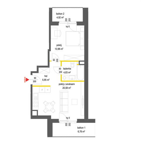 Plan 2 pok. 45m²