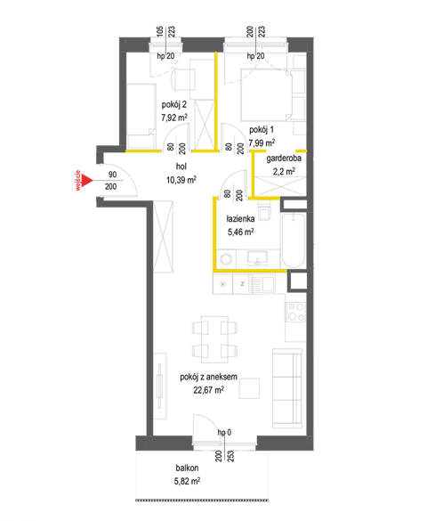 Plan 3 pok. 57m²