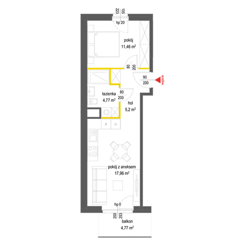 Plan 2 pok. 39m²