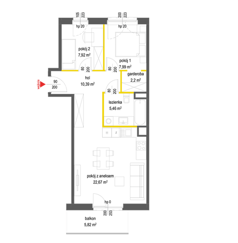 Plan 3 pok. 57m²
