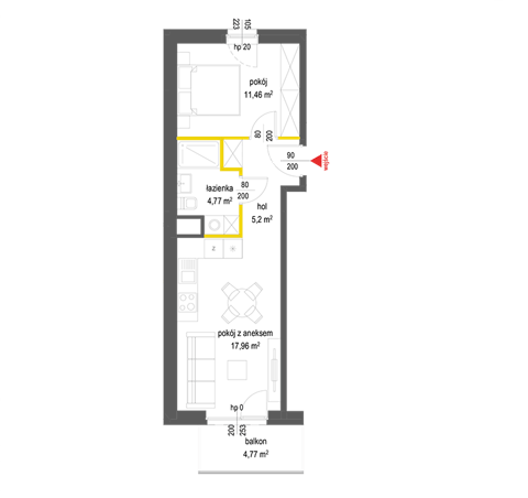 Plan 2 pok. 39m²