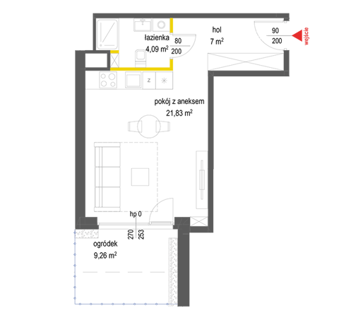 Plan 1 pok. 33m²