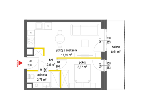 Plan 2 pok. 34m²