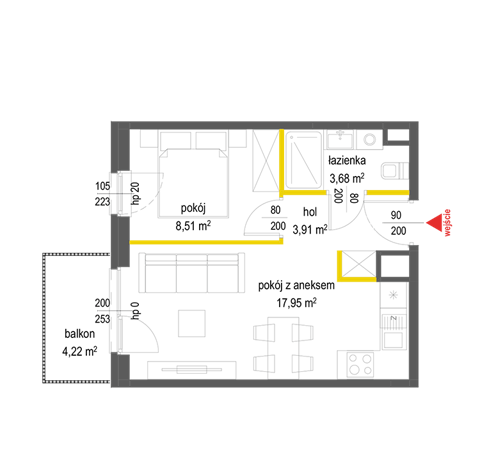 Plan 2 pok. 34m²