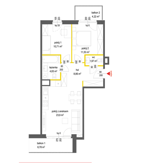 Plan 3 pok. 62m²