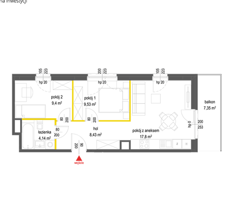 Plan 3 pok. 49m²