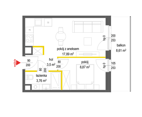 Plan 2 pok. 34m²