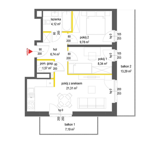 Plan 3 pok. 52m²