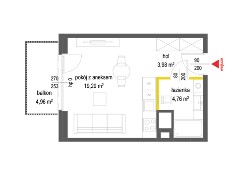Plan 1 pok. 28m²