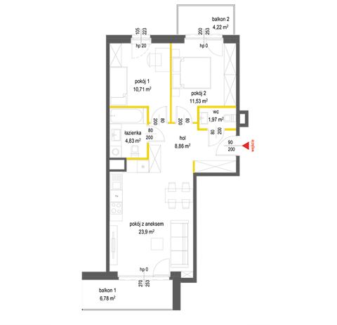 Plan 3 pok. 62m²