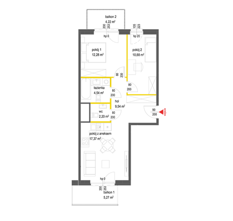 Plan 3 pok. 57m²