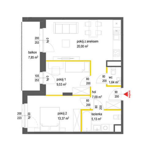 Plan 3 pok. 57m²
