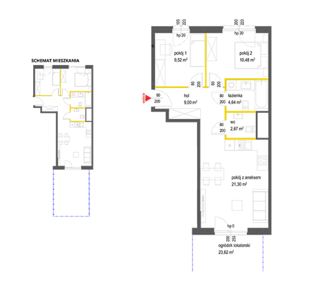 Plan 3 pok. 58m²