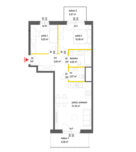Plan 3 pok. 58m²