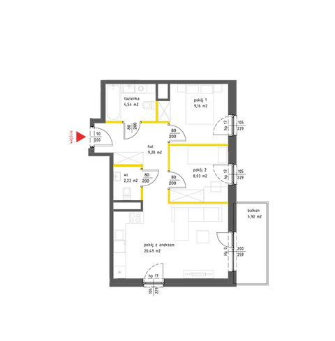 Plan 3 pok. 54m²