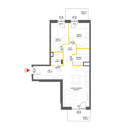 Plan 3 pok. 56m²