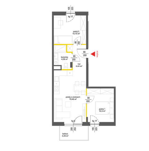 Plan 3 pok. 49m²