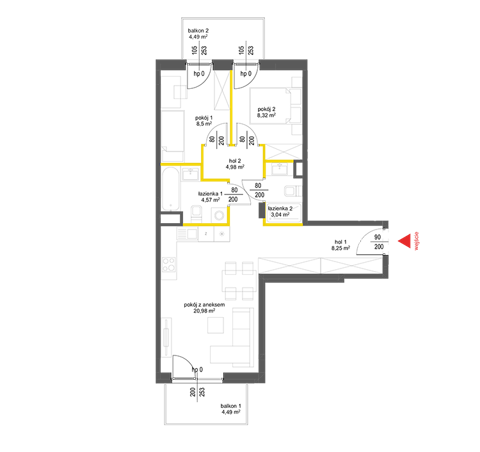 Plan 3 pok. 58m²