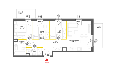 Plan 4 pok. 64m²